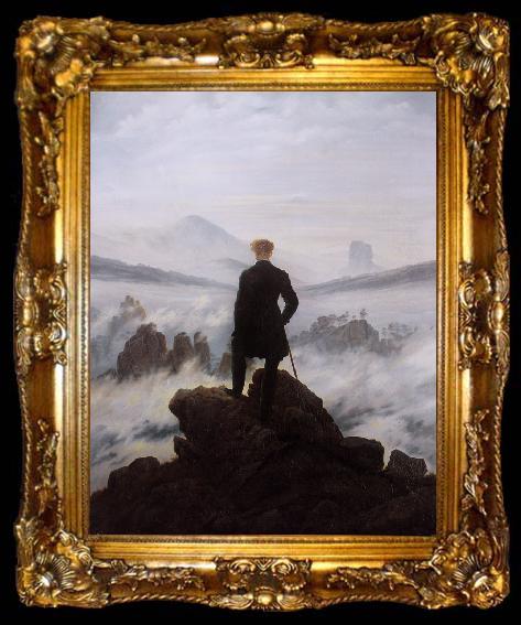 framed  Caspar David Friedrich Wanderer watching a sea of fog (mk09), ta009-2